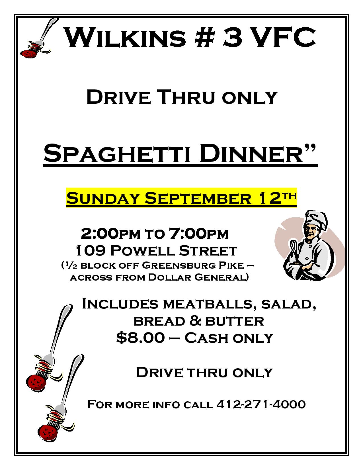Spaghetti Dinner sign with Prices 2021